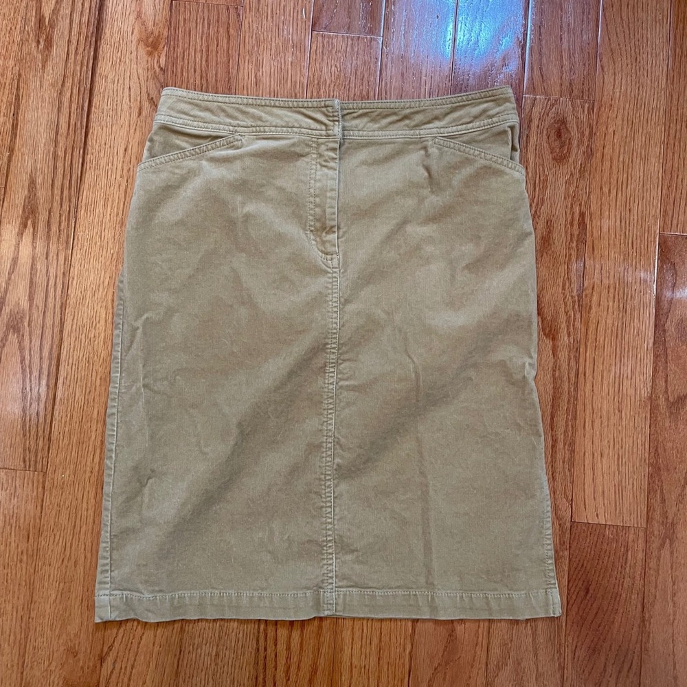 VTG J. Crew Tan Corduroy A Line Midi Skirt Casual Career Workwear Women's Size 8